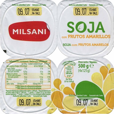 Postre de soja Frutas amarillas