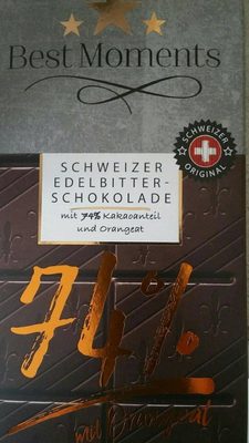 Schweizer Edelbitterschokolade,74% Mit Orangeat
