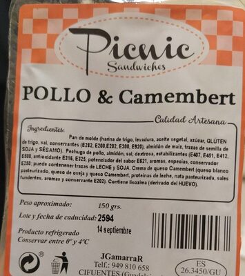 Sandwich de pollo y camembert