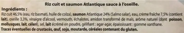 Colin l'Alaska sauce citron ingredients label