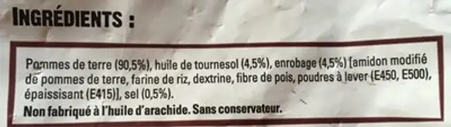 Just au four classique ingredients label