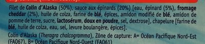 Filet de poisson panés tomates et mozzarella ingredients label
