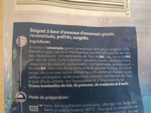 Beignets à la Romaine ingredients label