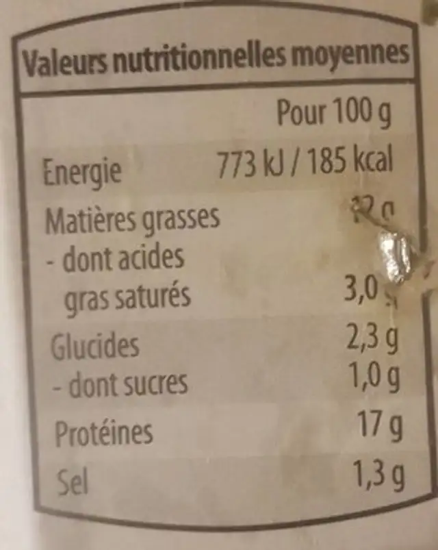 Filets de canard aux 3 saveurs nutrition facts table