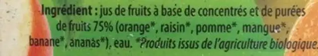 Nectar multifruits ingredients label