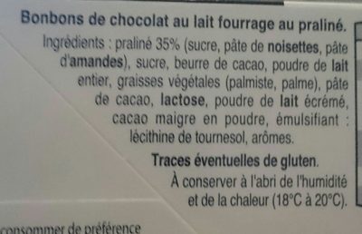 Boules praliné chocolat au lait ingredients label