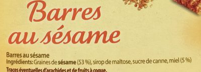 Barres aux amandes, noisettes et arachides ingredients label