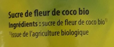 Sucre de fleur de coco bio ingredients label
