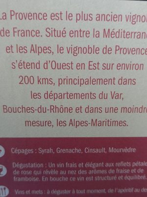 Cote de provence rose ingredients label