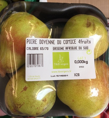 Poire Doyenne du Comice front packaging