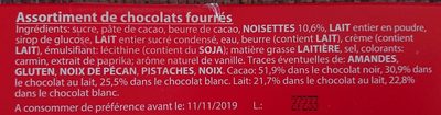 Chocolat ingredients label