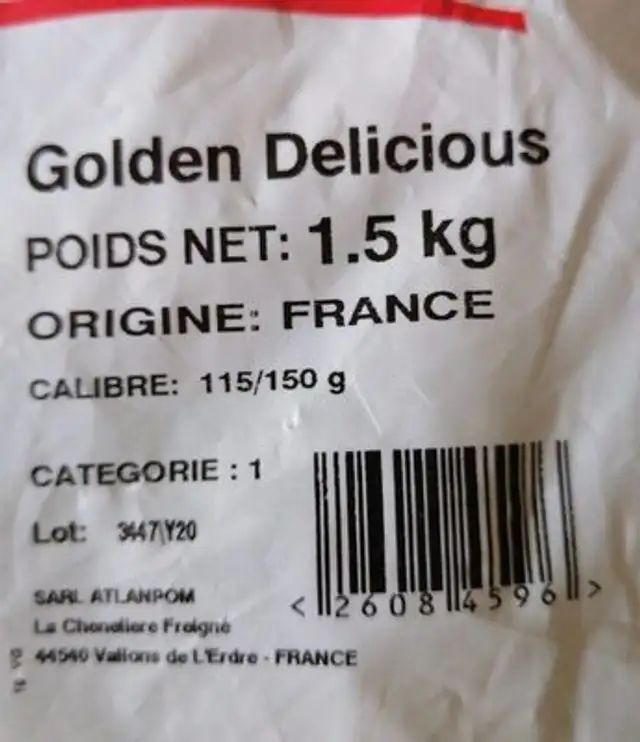 Golden delicious nutrition facts table