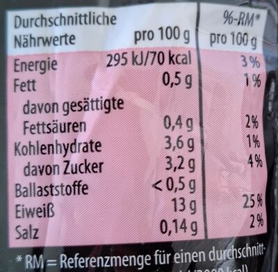 High Protein Quarkcreme Himbeere nutrition facts table