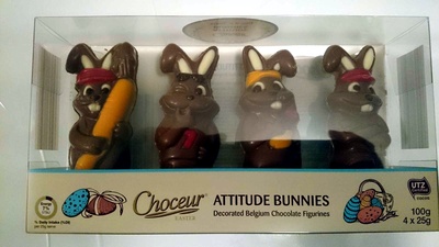 Attitude Bunnies Decorated Belgium Easter Chocolate Figurines