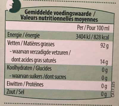 Huile d'olive vierge extra Espagnole nutrition facts table