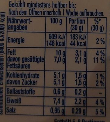 Soßenbinder nutrition facts table