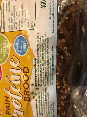 Pain protéine ingredients label