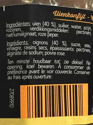 Confit d’oignon ingredients label