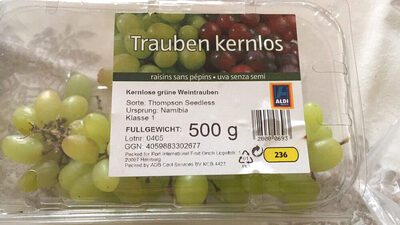Trauben kernlos front packaging