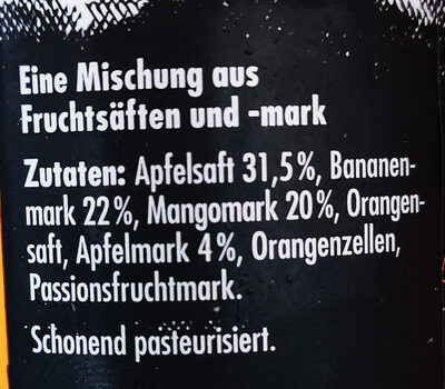 Smoothie Sunny ingredients label