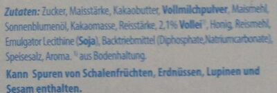 Schokokekse Vollmilch ingredients label