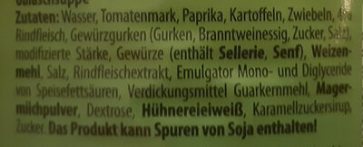 Hühnersuppe ingredients label