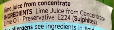 Lime juice ingredients label