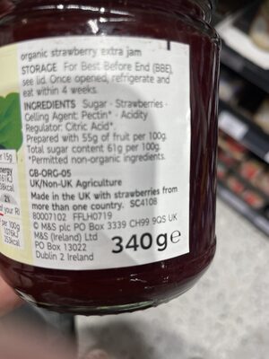 Strawberry conserve ingredients label