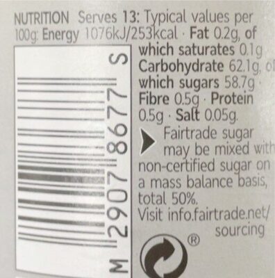 Strawberry conserve nutrition facts table