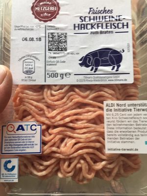 Frisches Schweinehackfleisch zum Braten front packaging