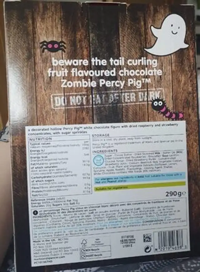 Zombie percy pig nutrition facts table