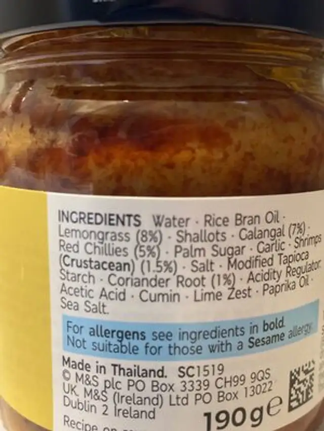thai red curry paste ingredients label