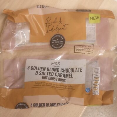 Golden Blond Chocolate and salted caramel hot cross buns