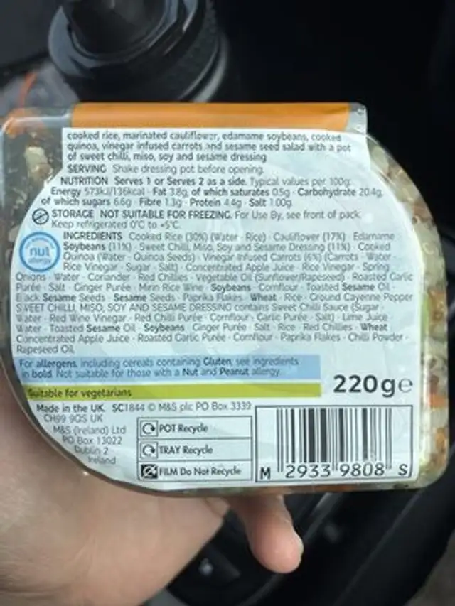 Korean style sticky rice salad nutrition facts table