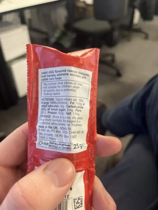 Sweet chilli crunch mix nutrition facts table