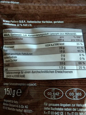 Grana Padano front packaging