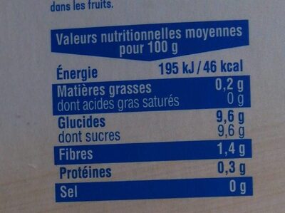 Sans sucre ajouté pomme fraise nutrition facts table