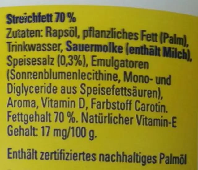 Deli Reform 'Für Meine Familie' ingredients label
