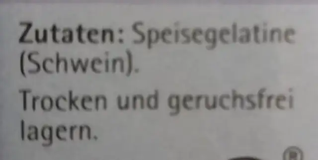 Blattgelatine, weiß ingredients label