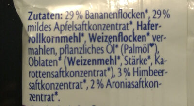 Früchte Freund Zebra Himbeere In Banane-apfel ingredients label