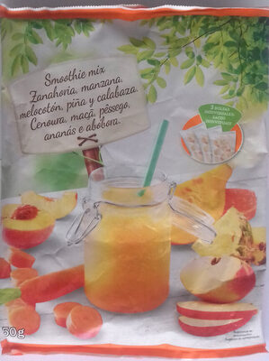 Smoothie pêche,carottes,pomme,ananas,potiron