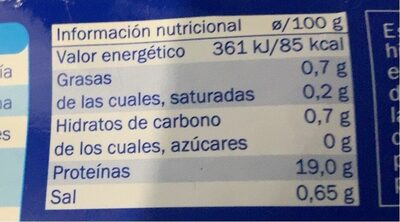 Langostino nutrition facts table
