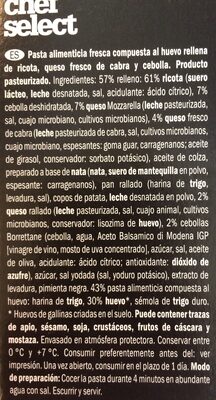 Mezzalune ingredients label