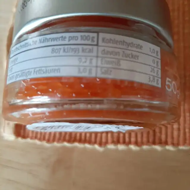 Forellen Caviar nutrition facts table