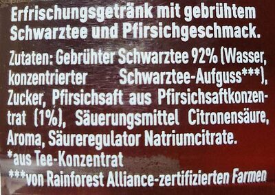 Peach & Black Iced Tea ingredients label