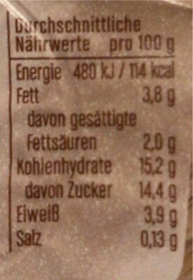 Joghurt mit der Ecke nutrition facts table