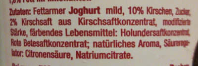 Fruchtjoghurt Kirsche ingredients label
