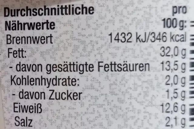 Hofmaier Leberwurst fein nutrition facts table