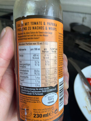 Salsa mit Tomate & Paprika ingredients label