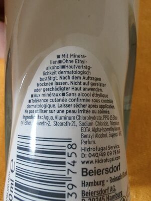 Deoroller Classic ingredients label